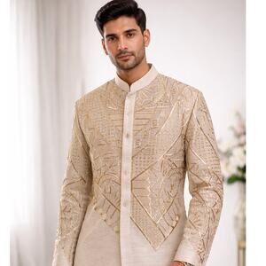 Prima Aurora Barong Tagalog Men 2XL Cream Pina Organza Embroidered Formal NWT